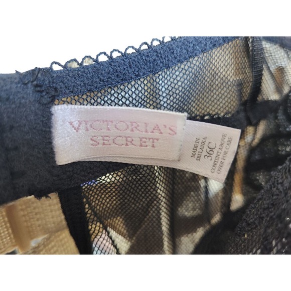 Victoria's Secret Babydoll Camisole Sheer Black Lace Underwire Bra‎ Size 36C - Picture 4 of 5